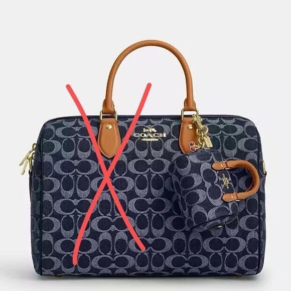 NEW Limited Coach CZ083 Mini Rowan Bag Charm In Signature Denim - Picture 6 of 6